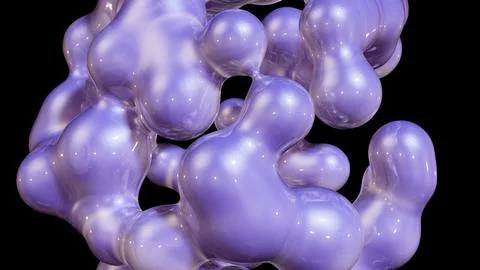 3D rendering abstract object based on metabolic spheres in the process of fusion 库存插图