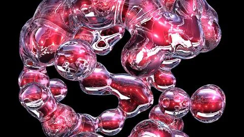 3D rendering abstract object based on metabolic spheres in the process of fusion イラスト素材