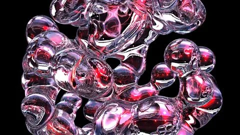 3D rendering abstract object based on metabolic spheres in the process of fusion Stock Illustration