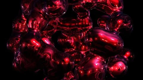 3D rendering abstract object based on metabolic spheres in the process of fusion Illustrazione stock