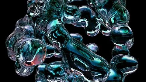 3D rendering abstract object based on metabolic spheres in the process of fusion 库存插图