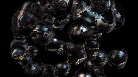 3D rendering abstract object based on metabolic spheres in the process of fusion Stock Illustration