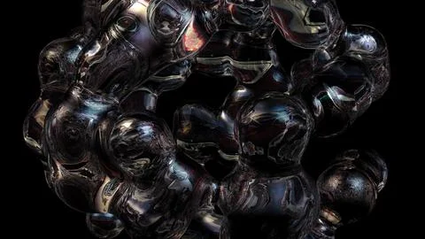 3D rendering abstract object based on metabolic spheres in the process of fusion 스톡 일러스트