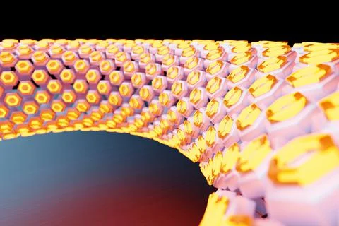 3D rendering abstract  orange  round fractal, portal.  round spiral on black Illustrazione stock