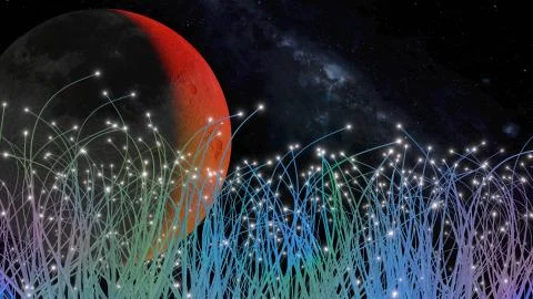 3D rendering of an abstract organic background wallpaper - plants with lighting Stock Illustration