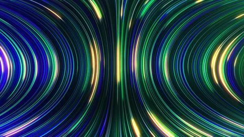 3D rendering of an abstract panoramic neon background with glowing rays Illustrazione stock