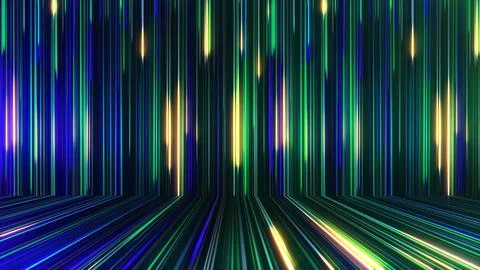 3D rendering of an abstract panoramic neon background with glowing rays Stock Illustration