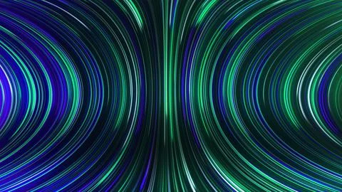 3D rendering of an abstract panoramic neon background with glowing rays Stock Illustration