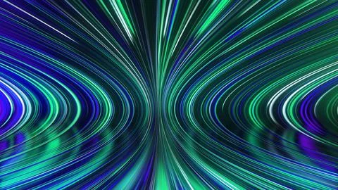 3D rendering of an abstract panoramic neon background with glowing rays Illustrazione stock