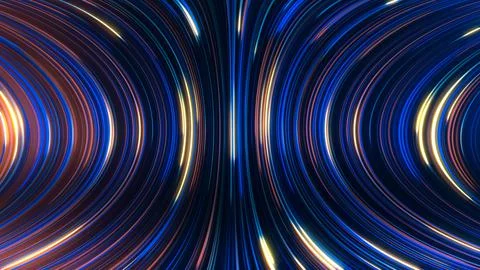 3D rendering of an abstract panoramic neon background with glowing rays Illustrazione stock