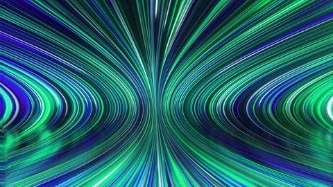 3D rendering of an abstract panoramic neon background with glowing rays Illustrazione stock