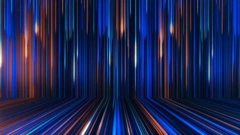 3D rendering of an abstract panoramic neon background with glowing rays Illustrazione stock