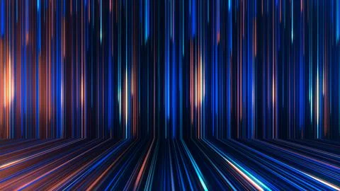 3D rendering of an abstract panoramic neon background with glowing rays Stock Illustration