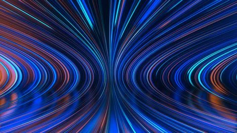 3D rendering of an abstract panoramic neon background with glowing rays Illustrazione stock