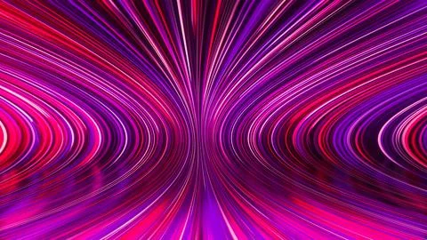3D rendering of an abstract panoramic neon background with glowing rays Stock Illustration