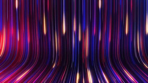 3D rendering of an abstract panoramic neon background with glowing rays Stock Illustration