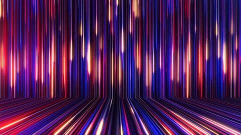 3D rendering of an abstract panoramic neon background with glowing rays Illustrazione stock
