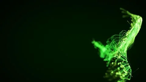 3D rendering of a abstract particle and plexus system on a dark background Stock Photos