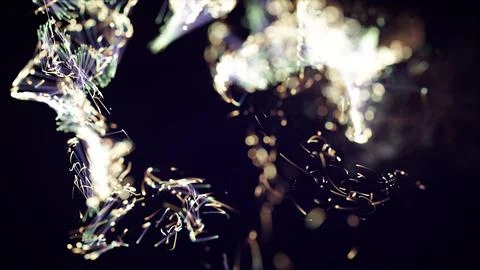 3D rendering of a abstract particle and plexus system on a dark background Stock Photos