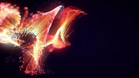 3D rendering of a abstract particle and plexus system on a dark background Stock Photos
