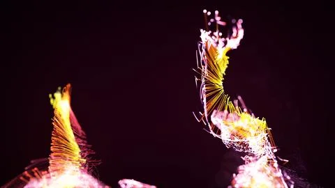 3D rendering of a abstract particle and plexus system on a dark background Stock Photos