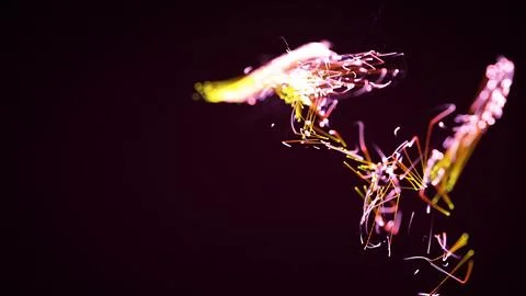 3D rendering of a abstract particle and plexus system on a dark background Stock Photos