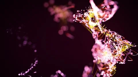 3D rendering of a abstract particle and plexus system on a dark background Stock Photos