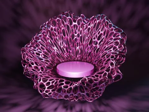 3D rendering of abstract pink and metallic figure; design template pedestal f Stock Illustration