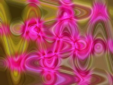 3D rendering of an abstract pink and lite yellow wavy psychedelic background Stockillustratie
