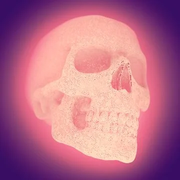 3d rendering abstract plastic wire skull surrounded by pink mist 스톡 일러스트