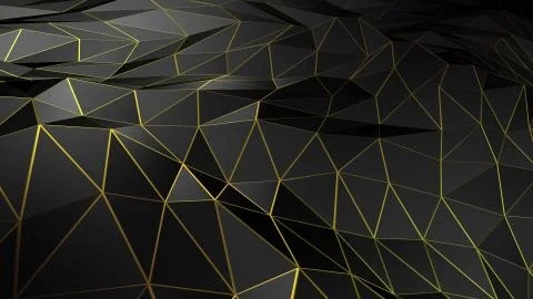 3D rendering abstract polygonal space low poly with connecting surface Stock Photos