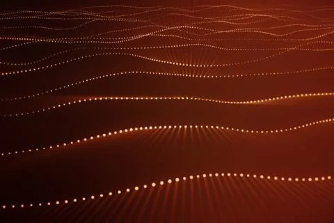 3d rendering abstract polygonal wave background with connecting dots and lines Stock Illustration