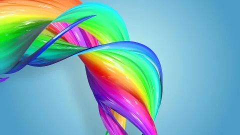 3d rendering of abstract rainbow color ribbon twisted into a circular structure Ilustración de archivo