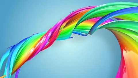 3d rendering of abstract rainbow color ribbon twisted into a circular structure Ilustración de archivo