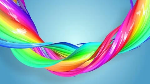 3d rendering of abstract rainbow color ribbon twisted into a circular structure Ilustración de archivo