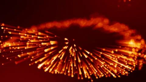 3d rendering of abstract red fiery background with glowing particles like micro Stock Illustration