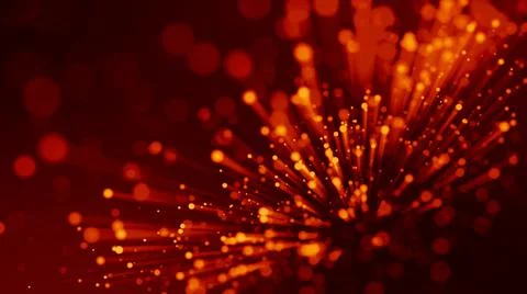 3d rendering of abstract red fiery background with glowing particles like micro Stock Illustration