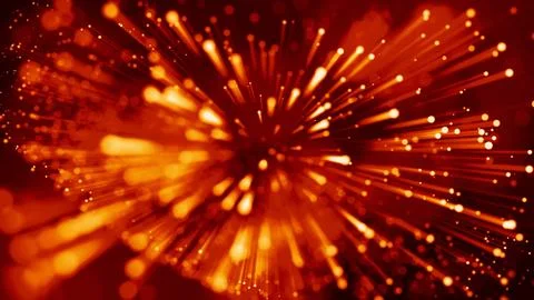 3d rendering of abstract red fiery background with glowing particles like micro Stock Illustration