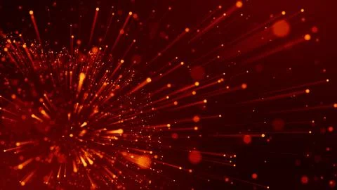 3d rendering of abstract red fiery background with glowing particles like micro Stock Illustration