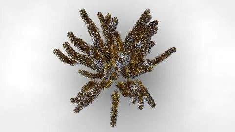 3d rendering of an abstract reflective golden tree on a white background Stock Illustration