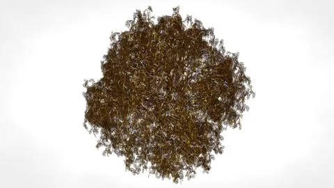3d rendering of an abstract reflective golden tree on a white background Stock Illustration