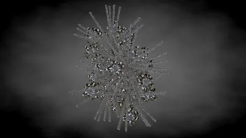 3d rendering of an abstract reflective tree on a dark black background Stock Illustration