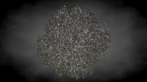 3d rendering of an abstract reflective tree on a dark black background Stock Illustration