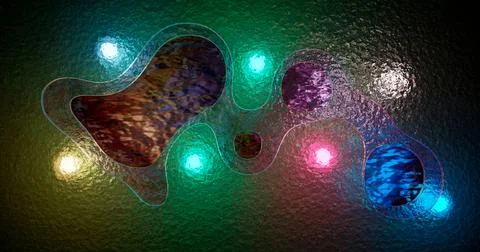 3d rendering. An abstract rendering of an icy surface with eleptical holes in Stock Illustration