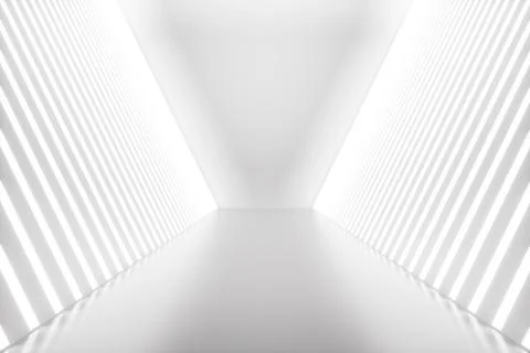 3D rendering abstract room interior with neon lights. Futuristic architecture Stock Illustration