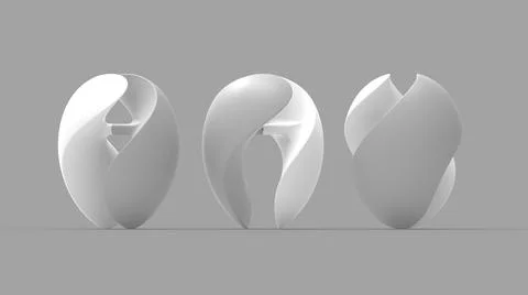 3D rendering of a abstract round flowing model shape isolated on empty space Stock Illustration