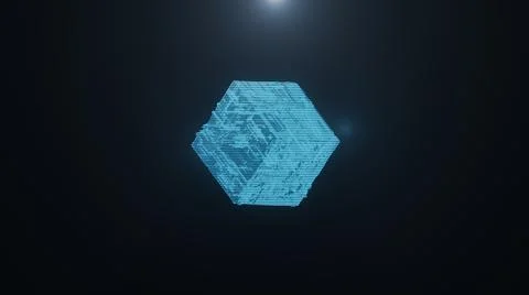 3D Rendering Abstract Sci-fi Hologram Cubic Futuristic Circuit Board 3D Illus Stock Illustration