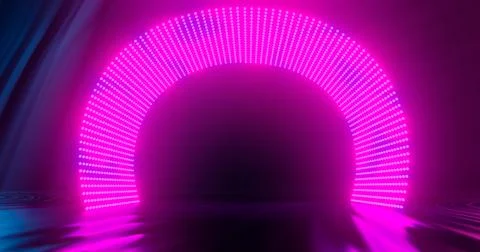 3d rendering, abstract , screen pixels, glowing dots, neon lights, virtual re Stock Illustration