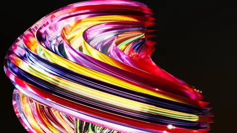 3D rendering, Abstract shape glowing twisted and wavy background, layout de.. 스톡 사진