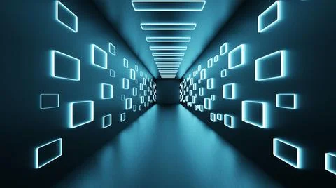 3d rendering abstract space sci-fi future corridor hallway Stock Illustration